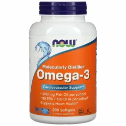 NOW, Omega 3 1000 mg 200 гел.капс