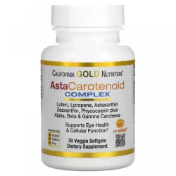 California Gold Nutrition, AstaCarotenoid, комплекс с лютеином, ликопином и астаксантином, 30 растительных мягких таблеток
