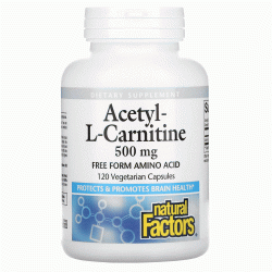 Natural Factors, ацетил L-карнитин, 500 мг, 120 вегетарианских капсул Natural Factors, ацетил L-карнитин, 500 мг, 120 вегетарианских капсул